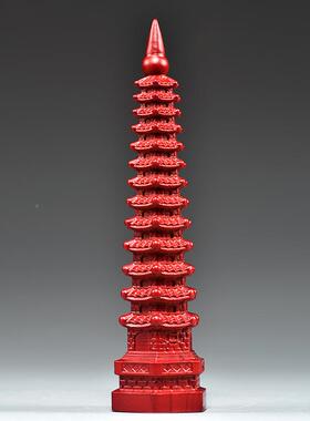 书红色木雕十三层XCYZ0135文昌塔摆件实木13昌塔客厅玄关房装文饰