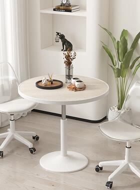 金阳香白色台休闲小圆桌简约升洽谈桌椅板郁木餐桌家用KKD降床头