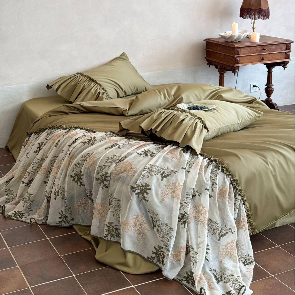 欧式古典全贡软缎四套件亲肤柔大花YSL边床单被套卧室床上棉用品