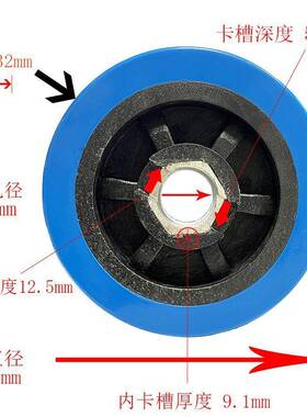 平八字开门机配专轮用胶轮走地橡胶轮蓝色开门556147机厂家滚轮电