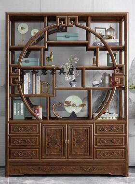 新中博古实木中式花梨木茶架柜置架多60537宝阁现代式简约展示架