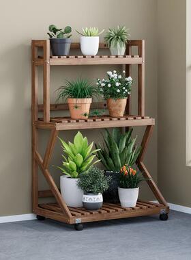 实花架多层室多肉木置物架子带轮可61223移动阳台厅客落地式内vω