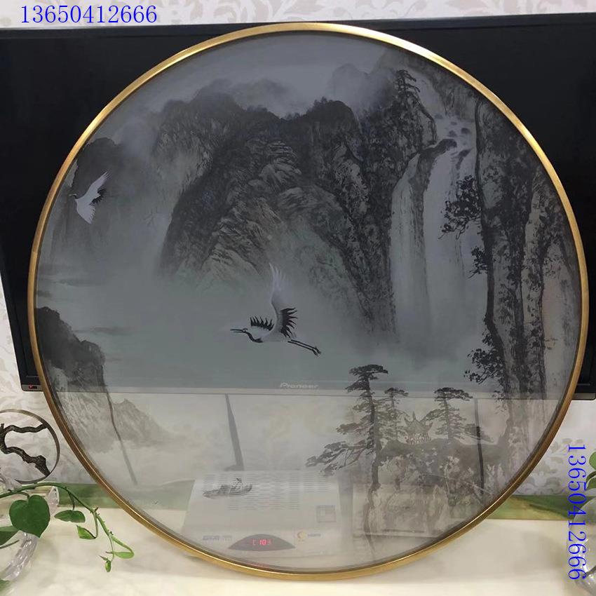 玫瑰钛金属黑钛锈钢圆形方形框装饰LZZ双面半透不纱屏布画玄关明