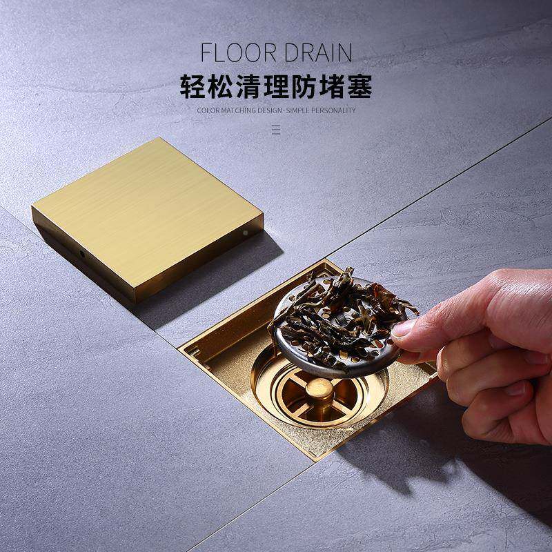 欧式全铜隐色卫ERA金生间家道用下水快速排水防堵防臭式形地漏DL2