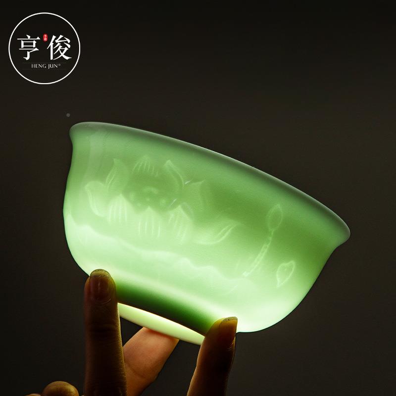 俊影青瓷号大亨陶瓷碗家用简约泡面碗形荷花面碗水芙蓉中MLR式圆