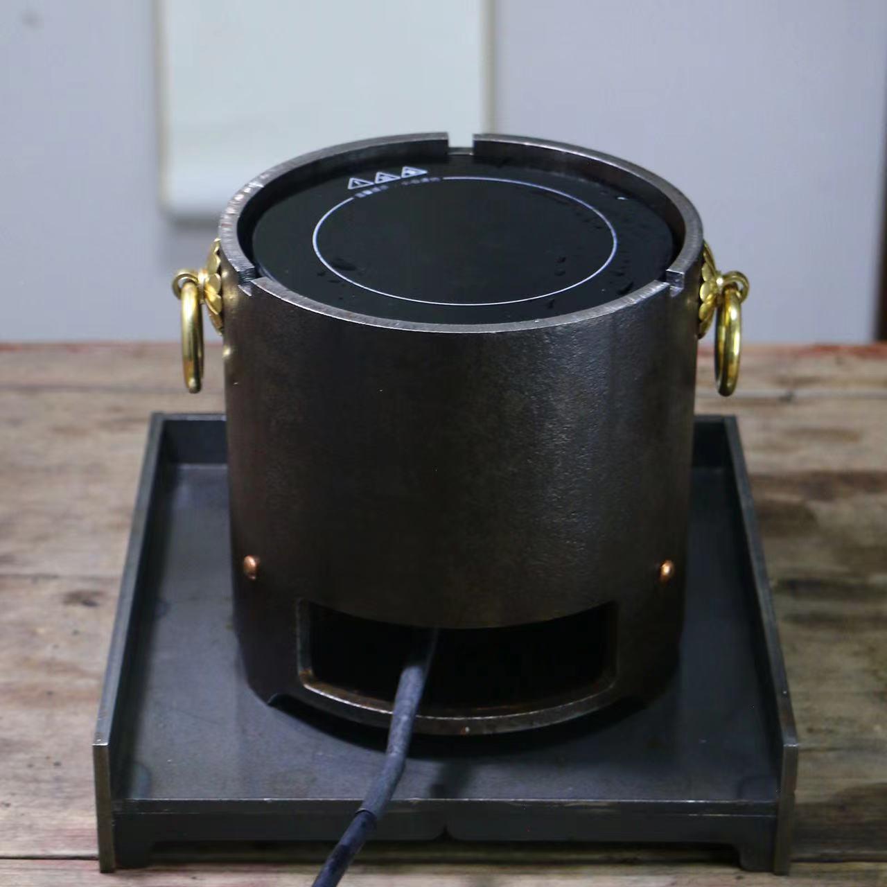 陶潮TMU日式手工铁炉茶炉精品煮圆形碳炉子烧炭子炉煮茶炉火煮茶