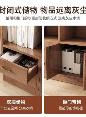书架置物架落墙ABX地客厅办公用室文件柜靠展大示柜容量家书柜带