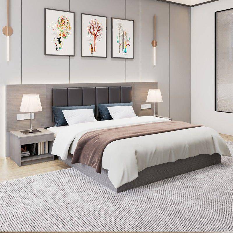 WCR人酒店家具标间全宾馆床套租简约现代双床公寓民宿出房专用床