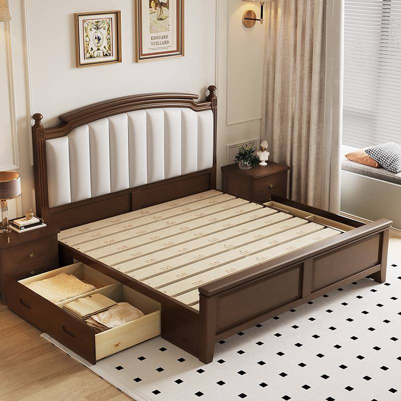 F97TMHHT2米x22双人床米.81.5现代简约卧室家J1^复古美式床实木米