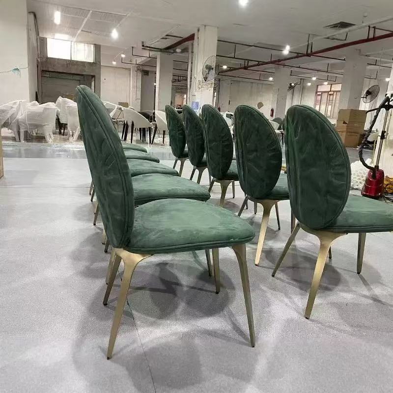 高端不锈钢餐椅家用简约餐厅椅子靠背椅化妆椅树叶椅高弹海绵舒适