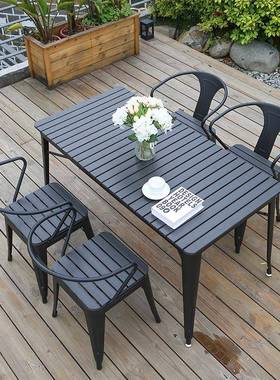 户QOF外庭院室桌外阳台露台休闲防晒水防铁艺美式乡村防椅腐塑木