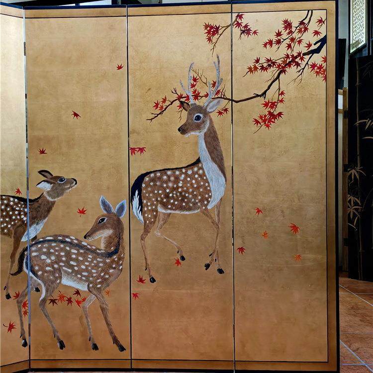 金箔屏风手ZYPF009双鹿漆画中式待室客厅办公茶室背福景隔绘断可,畜牧/养殖物资,特种养殖设备,淘宝优惠券,粉丝福利购,淘宝优惠卷