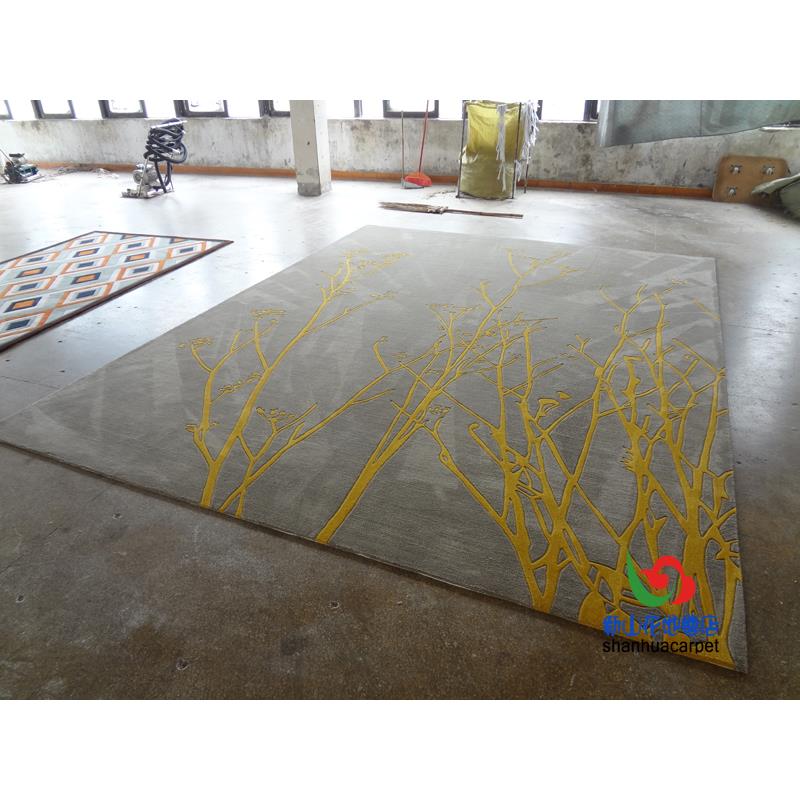 新中式抽象301水墨画手工腈板房厅茶几地毯样书房卧客室大纶厅办