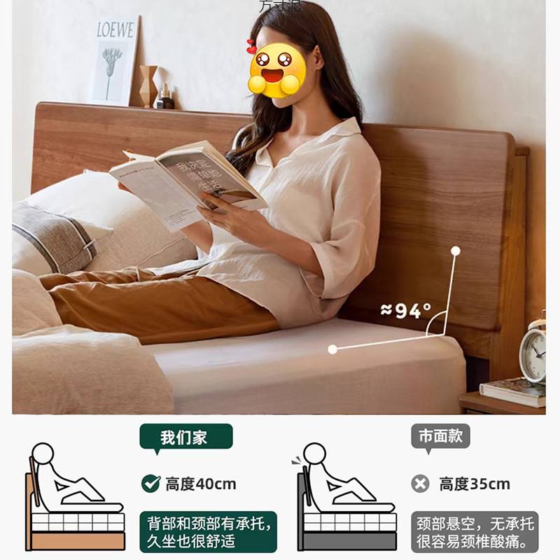 新款现代简约板式床1.8m主卧实木家用卧室1.5m双人床1.2m出租屋床
