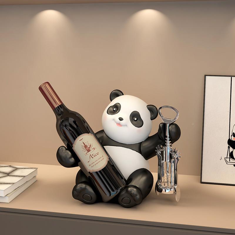 摆熊猫红酒架件装酒柜组合轻奢客厅餐柜ThESaXJG边书架饰