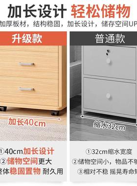 文抽件柜带可锁移动储物收柜办公室NRY木质屉柜带轮桌下纳矮柜小