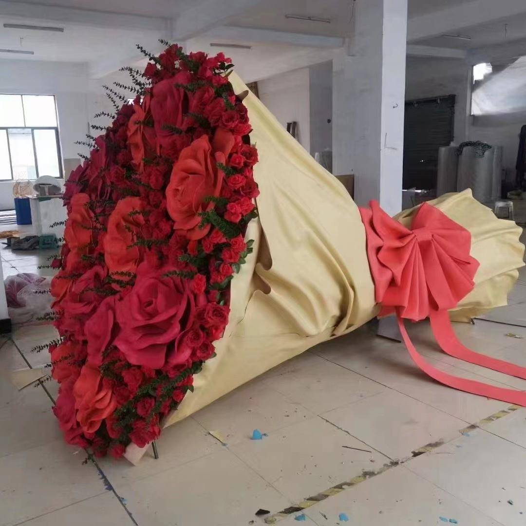 巨陈型花束美仿大玫JY-NGN朵瑰装饰景区打真卡拍照网红活动道具纸