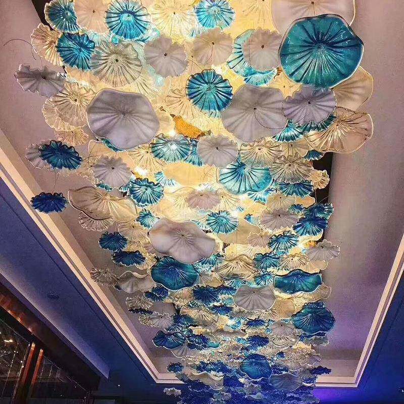 大水型工程艺术荷灯叶楼梯长晶吊灯酒店大别墅售楼部堂沙209盘具