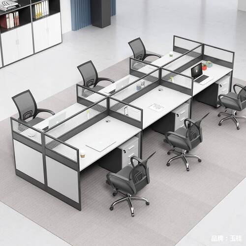 工办公桌职员桌椅组SJA合办公家具4人位6屏风卡位员工位卡座电四