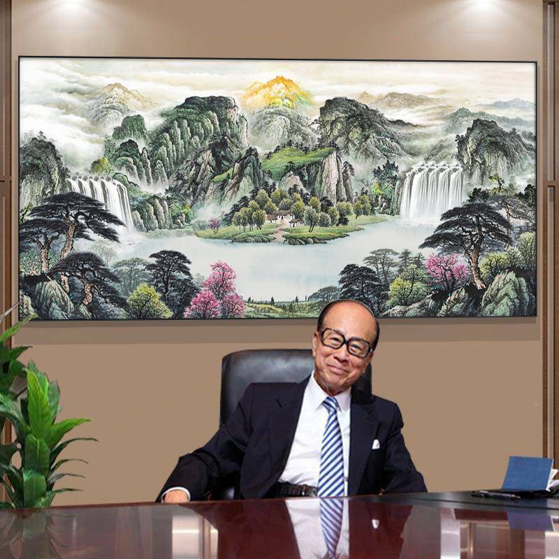 山水画聚宝盆挂画客厅沙发背中景YGT风装室饰画式字画办公招财国