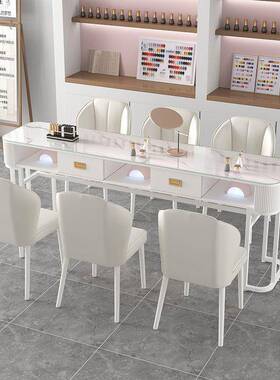 网红美甲14141桌椅套色简约经济型美甲店桌子奢日式轻美白甲台装