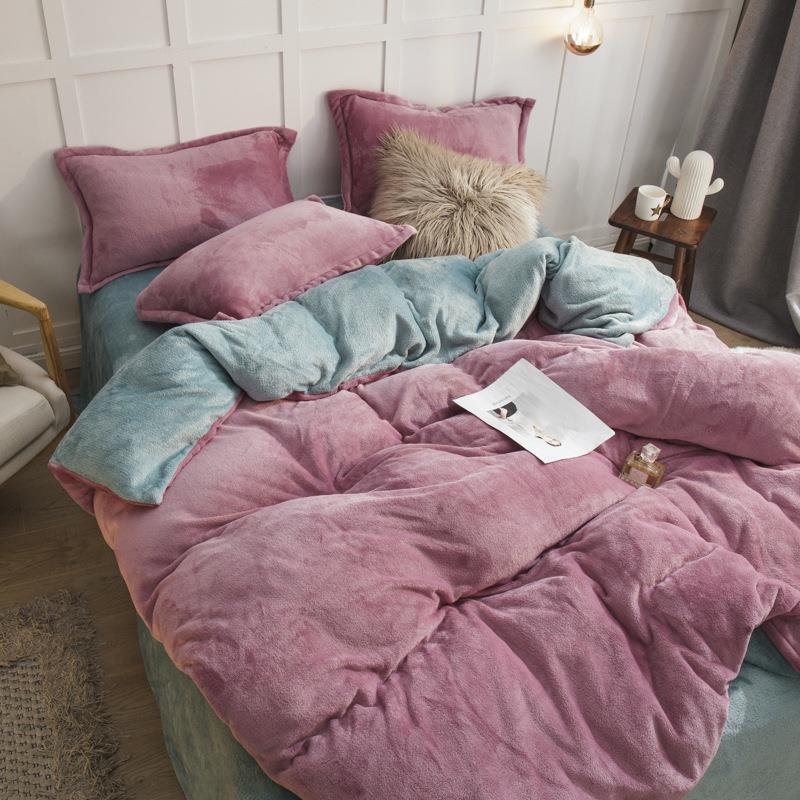 冬季珊瑚绒四件套被单双件法兰绒被无品牌/罩双面套绒1.8m米床单