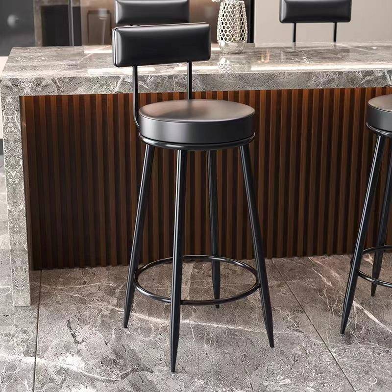 Y复*J铁高艺吧台椅高脚凳家用背靠吧凳桌椅黑色UTY椅子古酒吧椅高