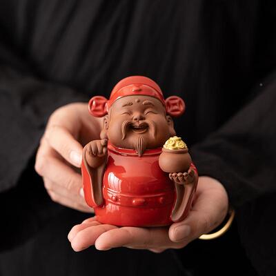 紫砂可饰爱萌趣小财神招财茶MRR宠家摆件精品可养艺居装工品手工