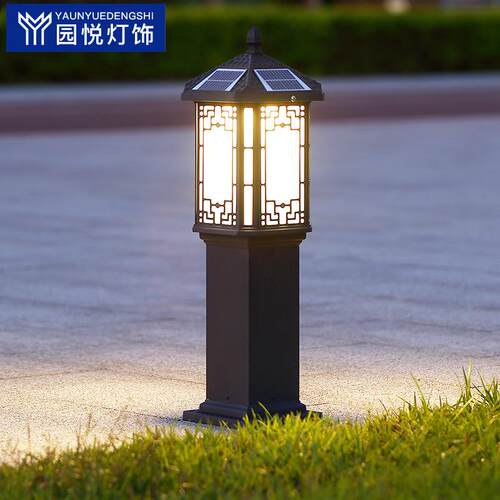 草坪灯外新yy312011中式古室院太庭阳能超亮地插别墅家用户复外防