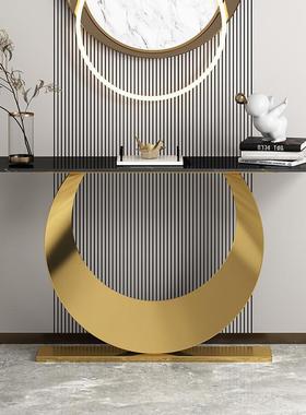 轻奢简约墙超21681窄玄关台中走新式岩靠板玄关条案端景台入户廊