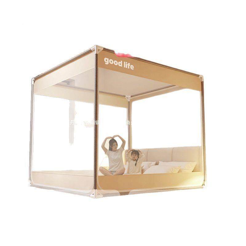 新款摔蚊帐掉儿ZSS童2防25卧0室免安装纹帐底家用防止式罩婴儿床