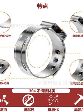 251pcs盒装合304不锈钢耳5无极卡箍.WWM3-33.单1mm组装配卡箍钳