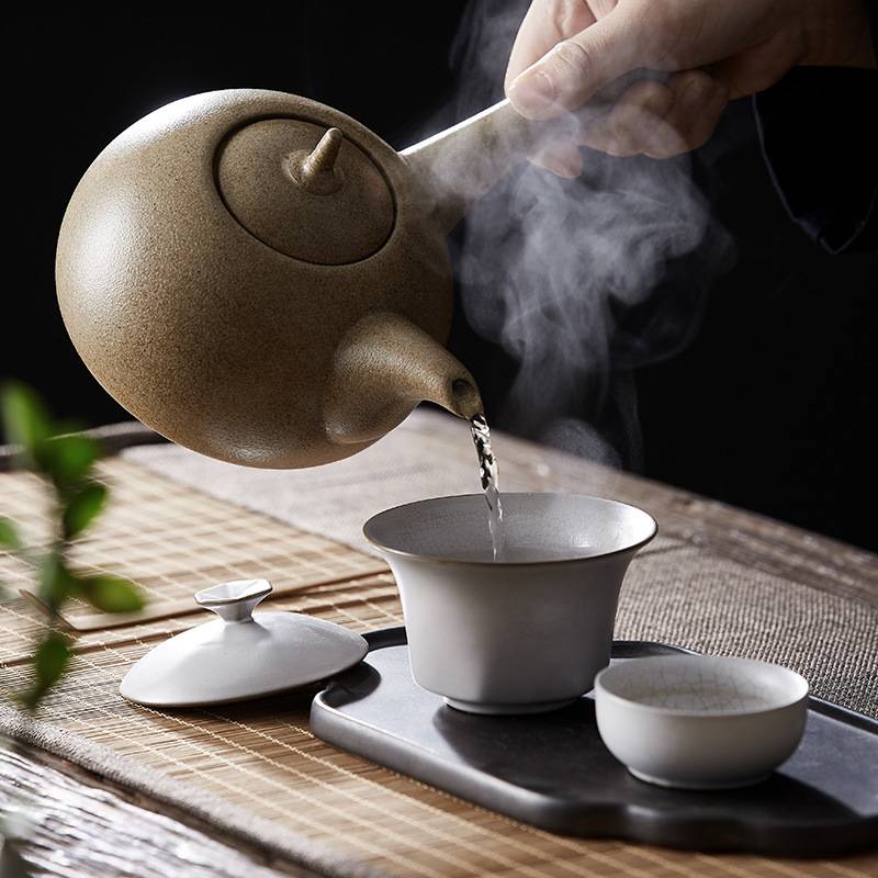 邱氏晶陶煮茶壶烧水壶日式侧把壶粗陶电陶炉围炉煮茶陶瓷壶无涂层