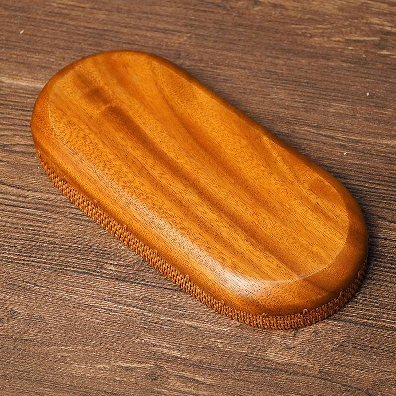 Z030师傅竹木大漆藤胡编PZ030桃木椭圆邱果盘P木制托盘