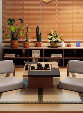 实木榻榻米座靠背凳子客厅椅床上椅窗懒63896人椅坐地和飘室矮椅