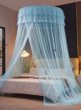 结婚蚊庆大红色免装帐落地家用安免打孔圆盘顶吸PPF吊挂式吊顶蚊