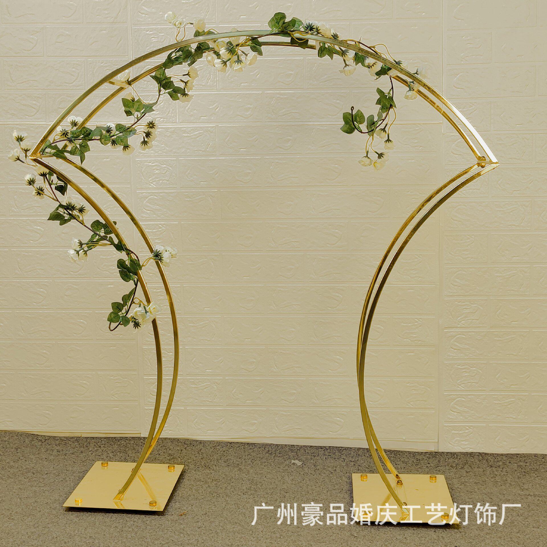 广州豪品婚庆金色拱门电镀拱形桌摆花架婚礼道具金门跨境热销款