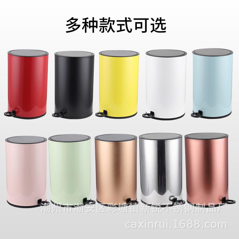 圆形不锈钢垃圾桶脚踏用款家卫生XTF间厨房酒店纳桶出收口