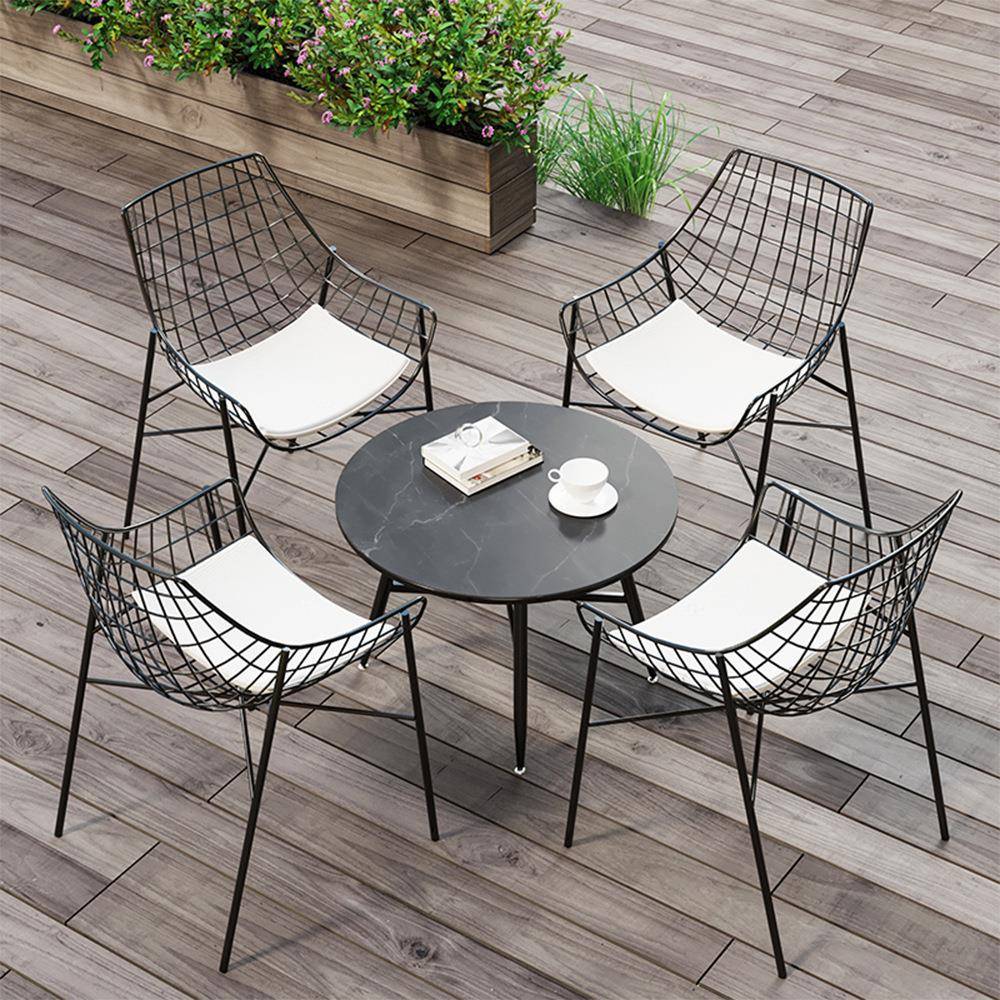 户外桌椅组合简伞售楼咨询客服部谈阳台带庭院约不锈钢休闲现代铁