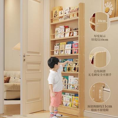 门后书架置物架F777H7J5一体童书靠墙多层纳窄柜实收木壁挂柜儿绘