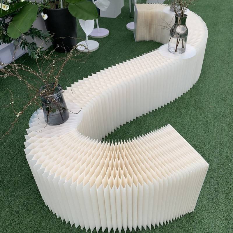 婚庆道具纸质折叠甜品台瓦楞纸折柱摆台自由弯曲变形展示台陈列架