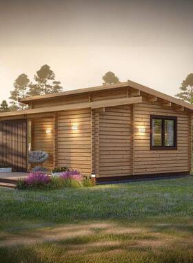 现代防腐木组装小屋可移动42164庭户外院花园别墅木设计用新耐中