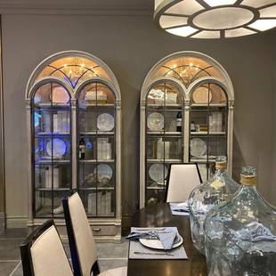 美式FYF实木柜柜art建筑复兴双门玻璃古董柜酒法式乡旧村复古陈列