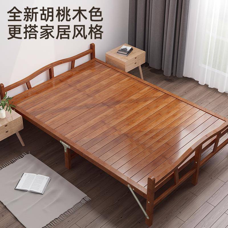 FEK竹床折家叠床单双人租房用简床成人午休小床竹子实易木硬板人