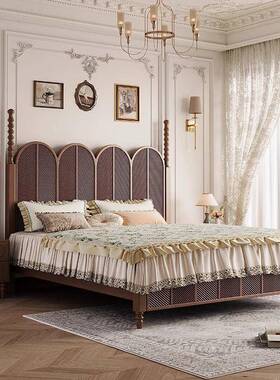 中古风法式床箱式床储物床1床米双人8压复古床1米5美式床高94692