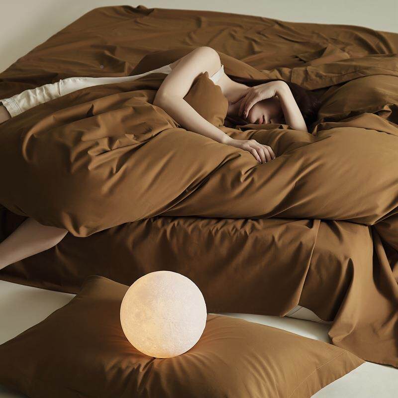 轻奢100全加厚磨毛8h-002四件套简约纯色秋冬纯棉床单S上被套棉床