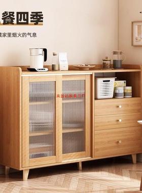 日式餐10718边柜柜靠墙一体置物柜实色厨客厅茶水柜厨房碗木柜收