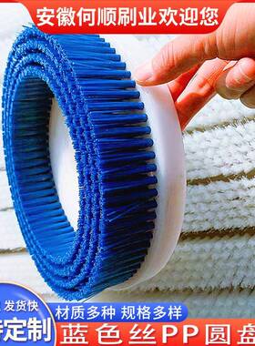 安何顺刷业直供蓝色丝PP圆盘刷尼龙587硬毛盘PVC板植徽毛除尘刷刷