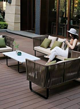 户外藤编沙发三名人防防休晒宿庭院花园阳68236台水室外闲茶几藤