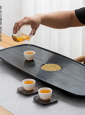 源头货皇庭玉砚盘排水茶海整厂头块乌金石茶茶台家MPG用简约茶具